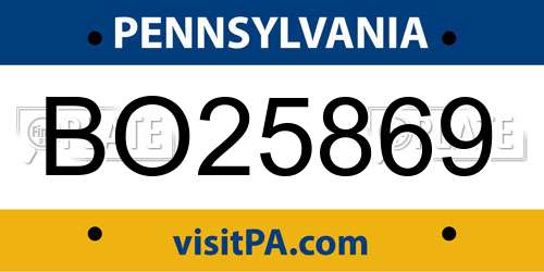 BO25869 Pennsylvania License Plate