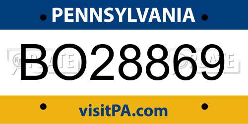 BO28869 Pennsylvania License Plate