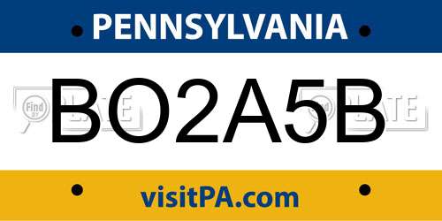 BO2A5B Pennsylvania License Plate
