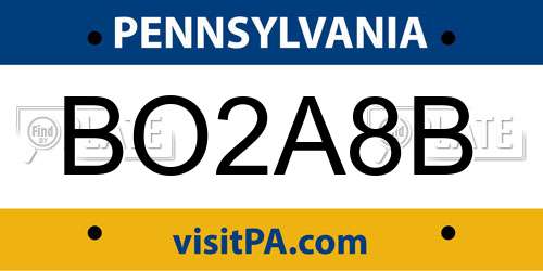 BO2A8B Pennsylvania License Plate