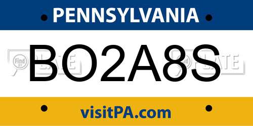 BO2A8S Pennsylvania License Plate