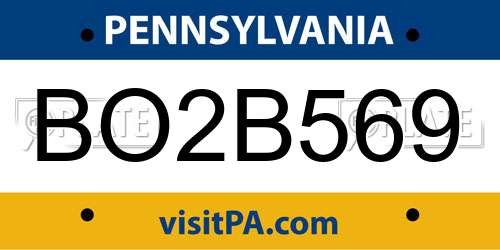 BO2B569 Pennsylvania License Plate
