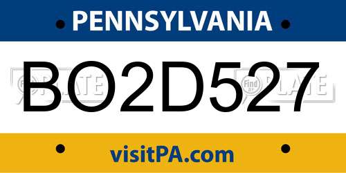 BO2D527 Pennsylvania License Plate
