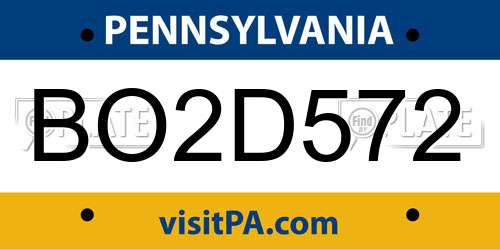BO2D572 Pennsylvania License Plate