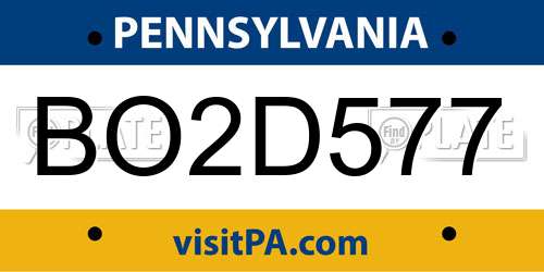 BO2D577 Pennsylvania License Plate