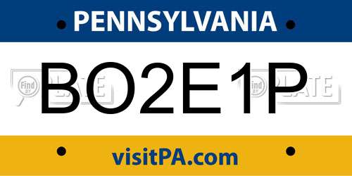 BO2E1P Pennsylvania License Plate