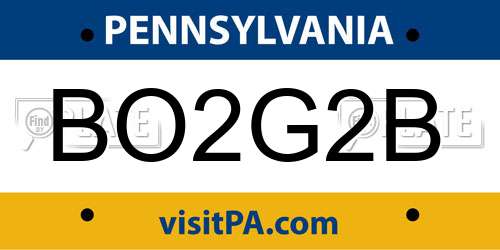 BO2G2B Pennsylvania License Plate