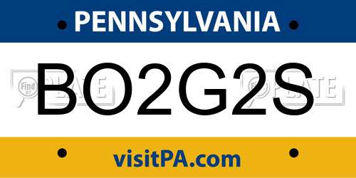 BO2G2S Pennsylvania License Plate