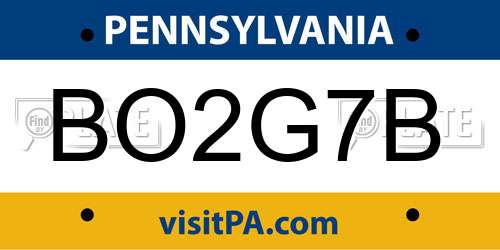 BO2G7B Pennsylvania License Plate