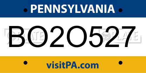 BO2O527 Pennsylvania License Plate
