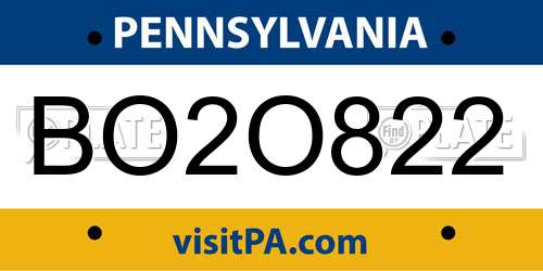 BO2O822 Pennsylvania License Plate