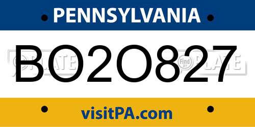 BO2O827 Pennsylvania License Plate