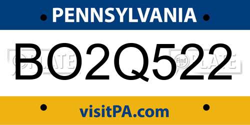 BO2Q522 Pennsylvania License Plate