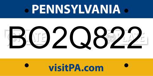BO2Q822 Pennsylvania License Plate