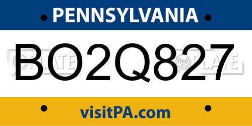 BO2Q827 Pennsylvania License Plate