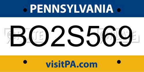 BO2S569 Pennsylvania License Plate