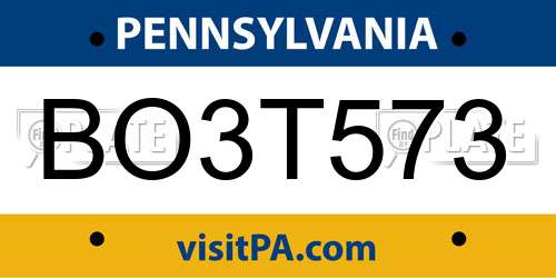 BO3T573 Pennsylvania License Plate