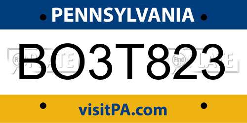BO3T823 Pennsylvania License Plate