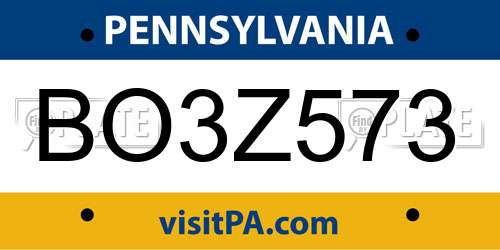 BO3Z573 Pennsylvania License Plate