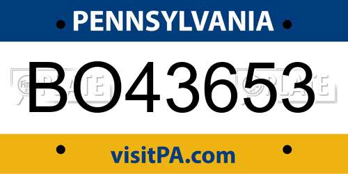 BO43653 Pennsylvania License Plate