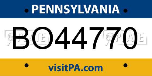 BO44770 Pennsylvania License Plate