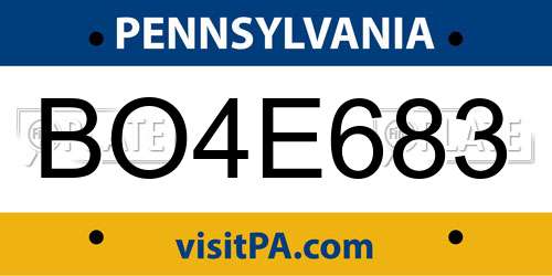 BO4E683 Pennsylvania License Plate