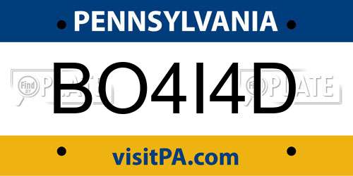 BO4I4D Pennsylvania License Plate