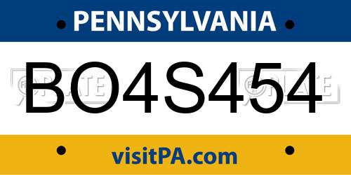 BO4S454 Pennsylvania License Plate