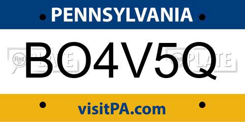 BO4V5Q Pennsylvania License Plate
