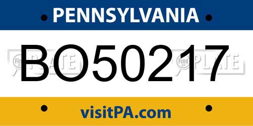 BO50217 Pennsylvania License Plate