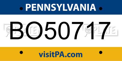 BO50717 Pennsylvania License Plate