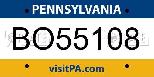 BO55108 Pennsylvania License Plate