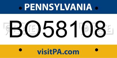 BO58108 Pennsylvania License Plate