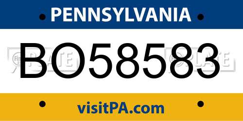 BO58583 Pennsylvania License Plate