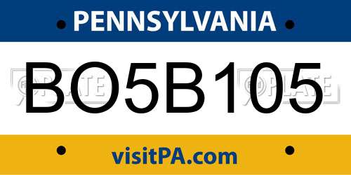 BO5B105 Pennsylvania License Plate
