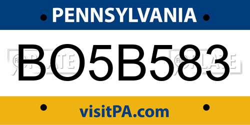 BO5B583 Pennsylvania License Plate