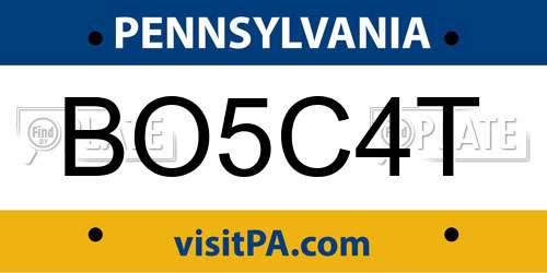 BO5C4T Pennsylvania License Plate