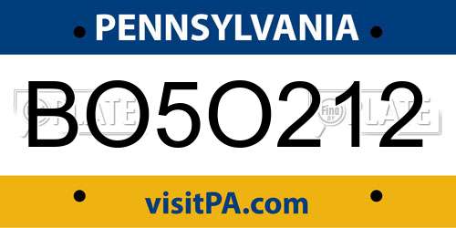 BO5O212 Pennsylvania License Plate