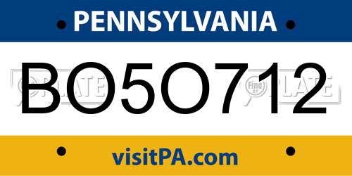 BO5O712 Pennsylvania License Plate