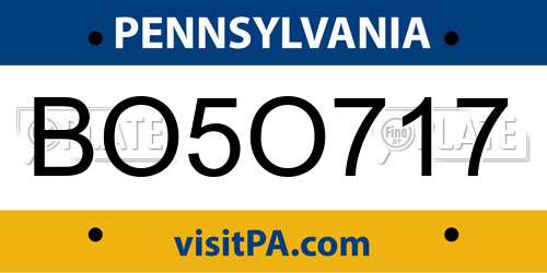 BO5O717 Pennsylvania License Plate