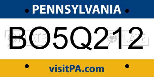 BO5Q212 Pennsylvania License Plate