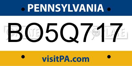 BO5Q717 Pennsylvania License Plate