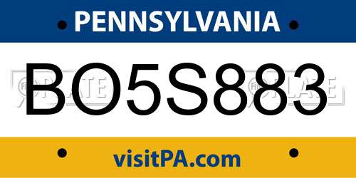 BO5S883 Pennsylvania License Plate