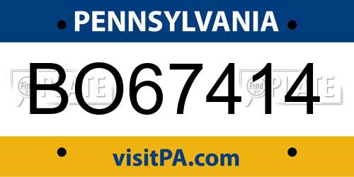 BO67414 Pennsylvania License Plate