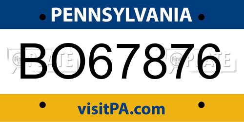 BO67876 Pennsylvania License Plate