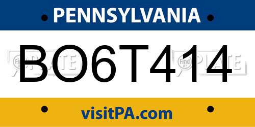 BO6T414 Pennsylvania License Plate