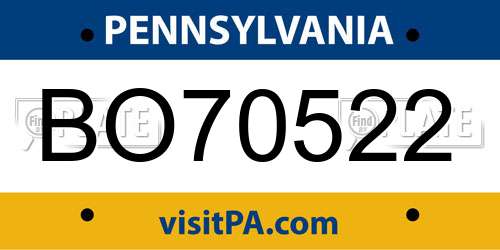 BO70522 Pennsylvania License Plate