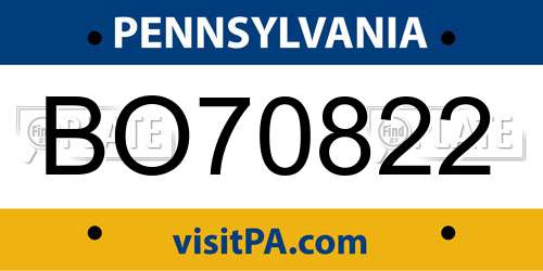BO70822 Pennsylvania License Plate