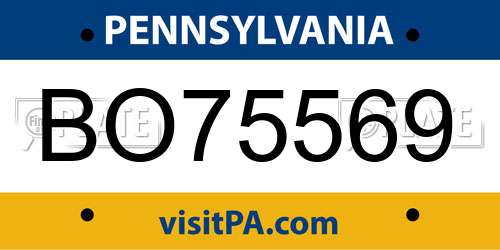 BO75569 Pennsylvania License Plate