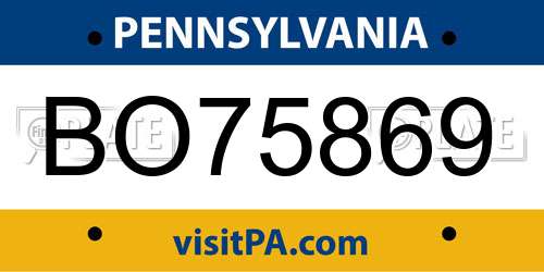 BO75869 Pennsylvania License Plate